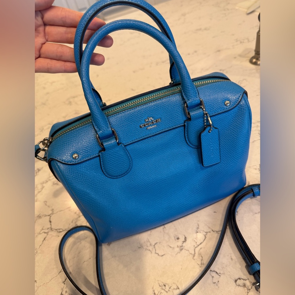 Coach Mini Bennett Satchel in Lapis Blue Leather Crossbody - Picture 2 of 11